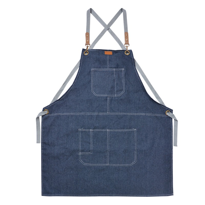 Clayre & Eef Kitchen Apron 82x70 cm Blue Polyester