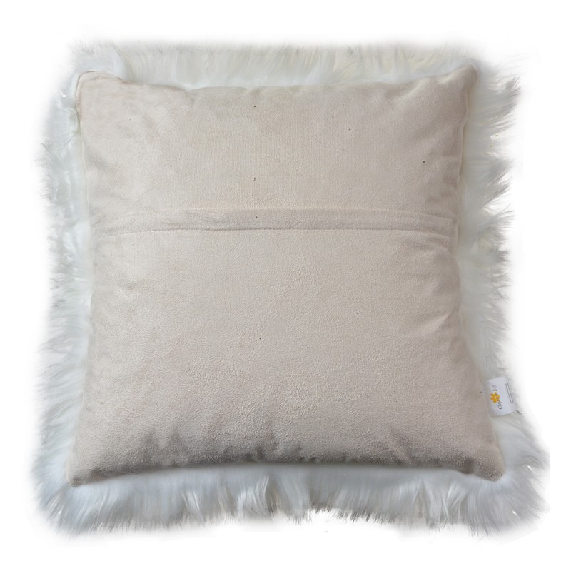 Clayre & Eef Housse de coussin 45x45 cm Blanc Gris Synthétique Carré