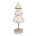 Clayre & Eef Statuetta decorativa di Natale Albero di Natale 32 cm Bianco Metallo Legno