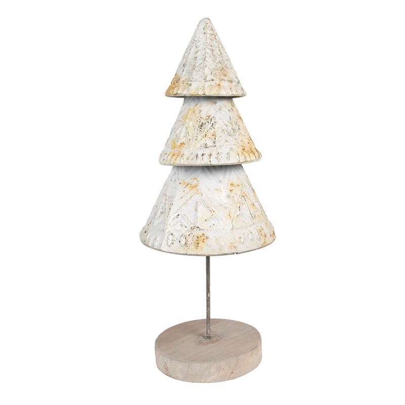 Clayre & Eef Christmas Decoration Figurine Christmas Tree 32 cm White Metal Wood