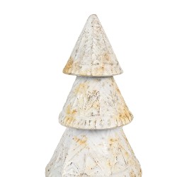 Clayre & Eef Figure de Noël Sapin de Noël 32 cm Blanc Métal Bois