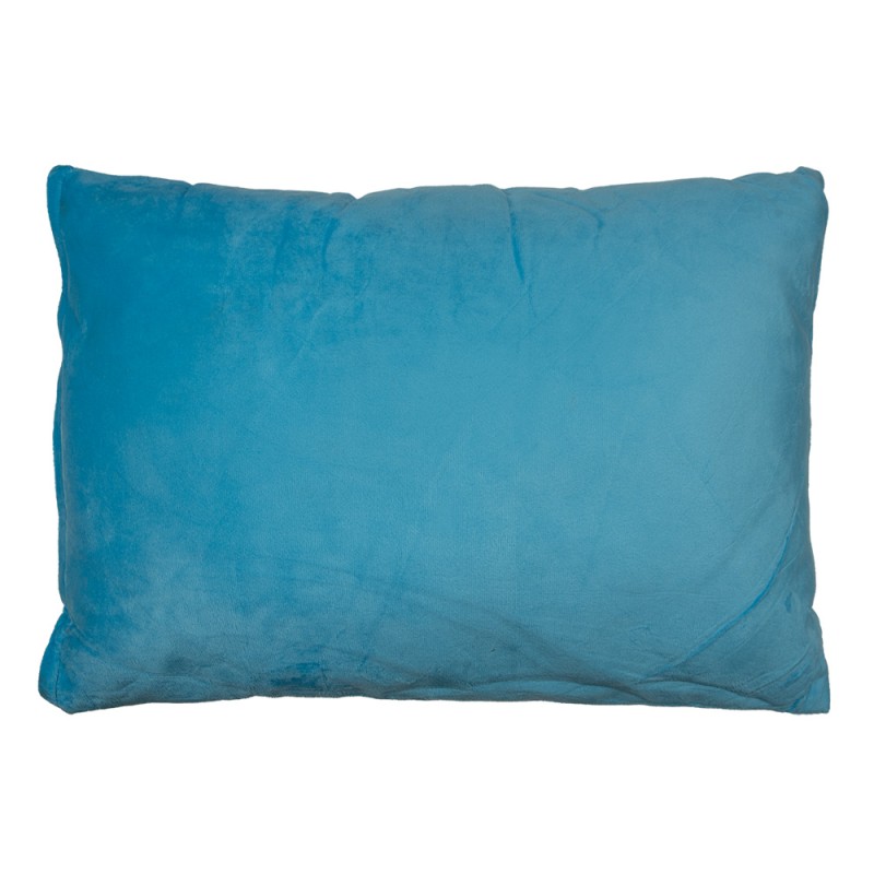 Clayre & Eef Coussin décoratif 70x50x6 cm Bleu Synthétique Fleurs