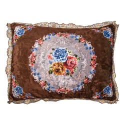 Clayre & Eef Sierkussen 70x50x6 cm Bruin Synthetisch Bloemen