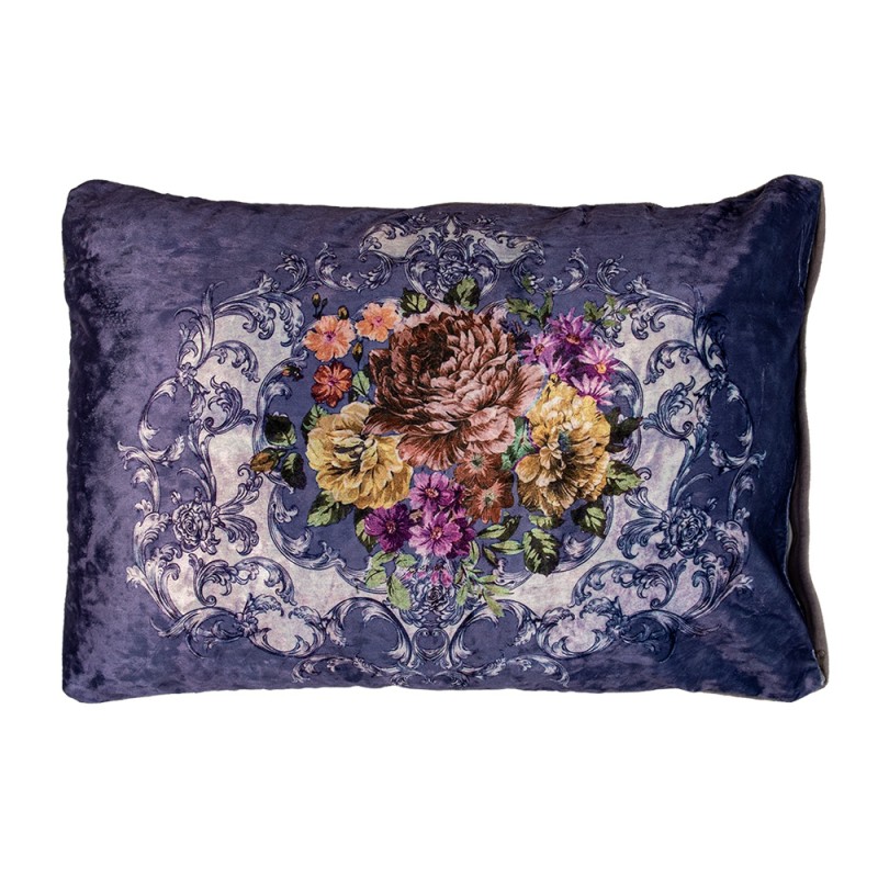 Clayre & Eef Decorative Cushion 70x50x6 cm Purple Synthetic Flowers