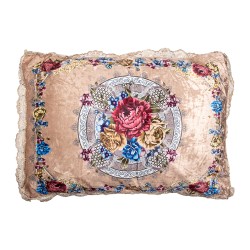 Clayre & Eef Coussin décoratif 70x50x6 cm Beige Synthétique Fleurs