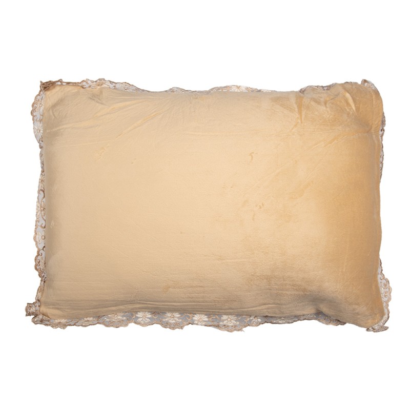 Clayre & Eef Sierkussen 70x50x6 cm Beige Synthetisch Bloemen