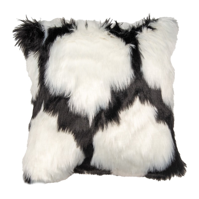 Clayre & Eef Cushion Cover 45x45 cm White Black Polyester Square