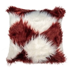 Clayre & Eef Housse de coussin 45x45 cm Blanc Rouge Polyester Carré