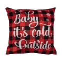 Clayre & Eef Kussenhoes 45x45 cm Rood Synthetisch Vierkant Winter COLD OUTSIDE