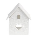 Clayre & Eef Waxinelichthouder Huis 7x6x9 cm Wit Porselein