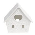 Clayre & Eef Portacandela Casa 8x6x8 cm Bianco Porcellana