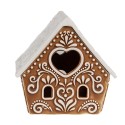 Clayre & Eef Tealight Holder Gingerbread house 8x6x8 cm Brown Porcelain