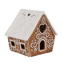 Clayre & Eef Porte-bougie Maison en pain d'épices 8x6x8 cm Marron Porcelaine