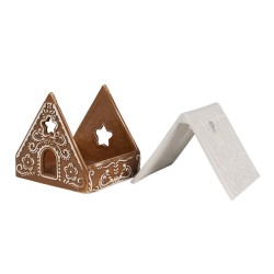 Clayre & Eef Porte-bougie Maison en pain d'épices 8x8x8 cm Marron Porcelaine