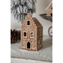 Clayre & Eef Tealight Holder Gingerbread house 7x7x15 cm Brown Porcelain