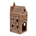 Clayre & Eef Waxinelichthouder Gingerbread house 7x7x17 cm Bruin Porselein