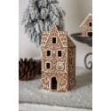 Clayre & Eef Waxinelichthouder Gingerbread house 7x7x17 cm Bruin Porselein