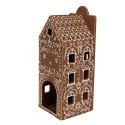 Clayre & Eef Tealight Holder Gingerbread house 7x7x19 cm Brown Porcelain