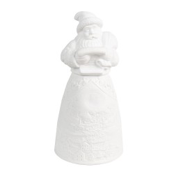 Clayre & Eef Décoration de Noël avec éclairage LED Père Noël Ø 9x19 cm Blanc Porcelaine