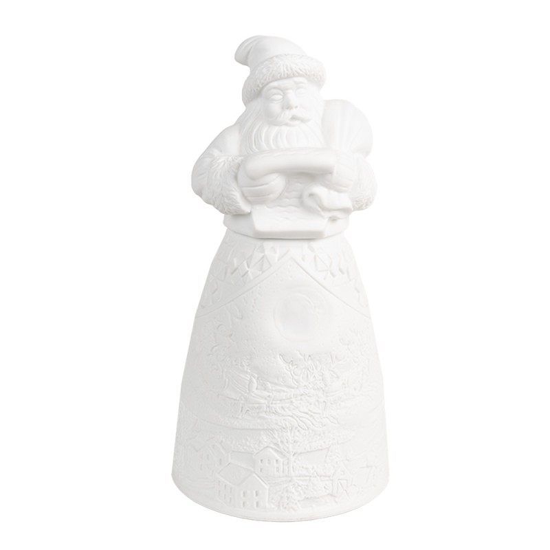 Clayre & Eef Christmas Decoration with LED Lighting Santa Claus Ø 9x19 cm White Porcelain