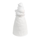 Clayre & Eef Decorazione natalizia con illuminazione a LED Babbo Natale  Ø 9x19 cm Bianco Porcellana