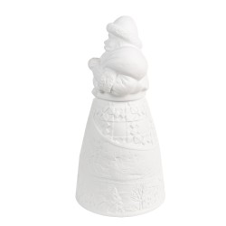 Clayre & Eef Décoration de Noël avec éclairage LED Père Noël Ø 9x19 cm Blanc Porcelaine