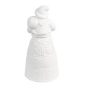 Clayre & Eef Decorazione natalizia con illuminazione a LED Babbo Natale  Ø 9x19 cm Bianco Porcellana