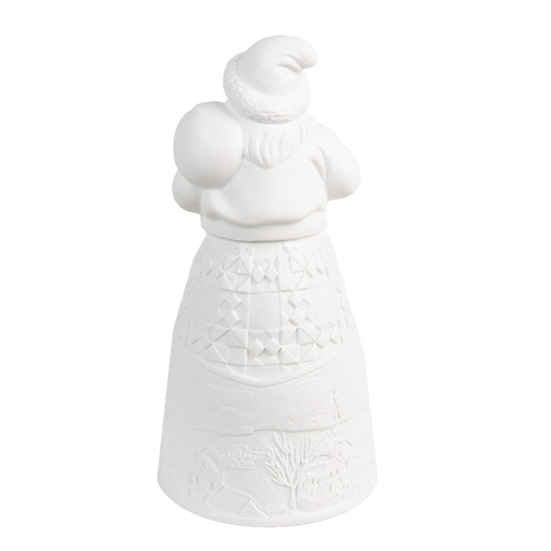 Clayre & Eef Décoration de Noël avec éclairage LED Père Noël Ø 9x19 cm Blanc Porcelaine