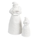 Clayre & Eef Decorazione natalizia con illuminazione a LED Babbo Natale  Ø 9x19 cm Bianco Porcellana