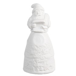 Clayre & Eef Décoration de Noël avec éclairage LED Père Noël Ø 5x11 cm Blanc Porcelaine