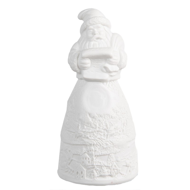 Clayre & Eef Christmas Decoration with LED Lighting Santa Claus Ø 5x11 cm White Porcelain