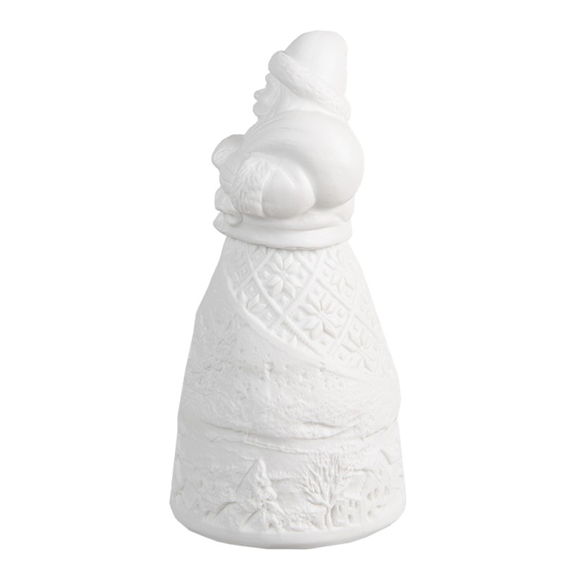 Clayre & Eef Decorazione natalizia con illuminazione a LED Babbo Natale  Ø 5x11 cm Bianco Porcellana