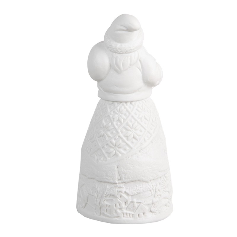 Clayre & Eef Decorazione natalizia con illuminazione a LED Babbo Natale  Ø 5x11 cm Bianco Porcellana