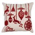 Clayre & Eef Cushion Cover 45x45 cm White Red Polyester Square Christmas