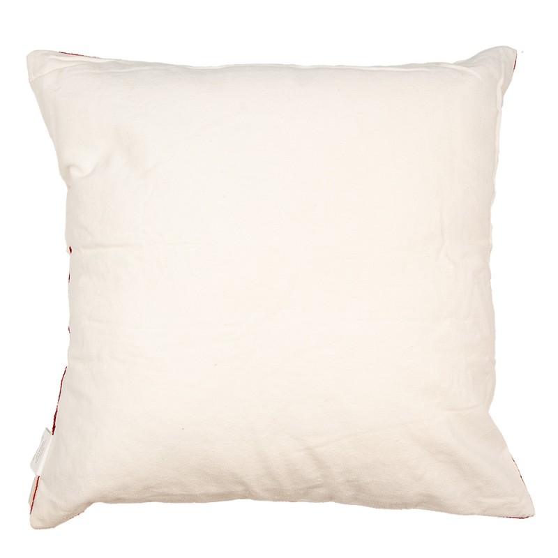 Clayre & Eef Housse de coussin 45x45 cm Blanc Rouge Polyester Carré Noël