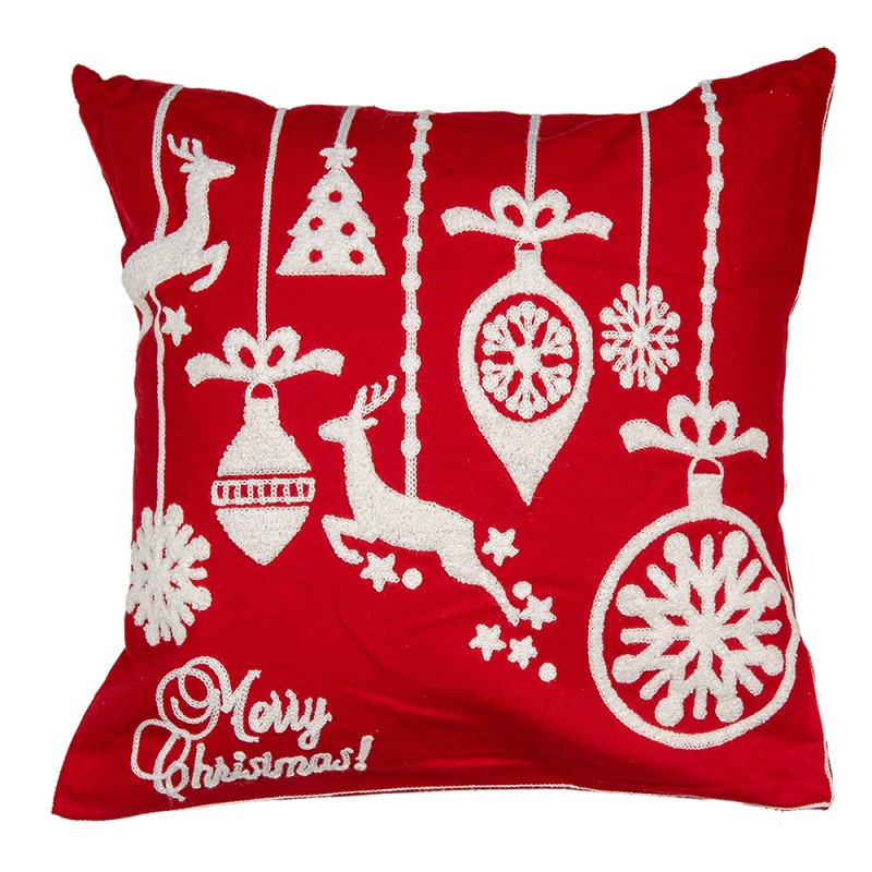 Clayre & Eef Cushion Cover 45x45 cm Red White Polyester Square Christmas