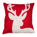 Clayre & Eef Kussenhoes 45x45 cm Rood Wit Polyester Vierkant Rendier