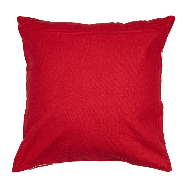 Clayre & Eef Housse de coussin 45x45 cm Rouge Blanc Polyester Carré Noël