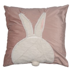 Clayre & Eef Housse de coussin 45x45 cm Rose Blanc Polyester Carré Lapin