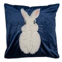 Clayre & Eef Kussenhoes 45x45 cm Blauw Wit Polyester Vierkant Konijn