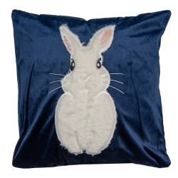 Clayre & Eef Cushion Cover 45x45 cm Blue White Polyester Square Rabbit