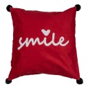 Clayre & Eef Cushion Cover 45x45 cm Red White Polyester Square Smile