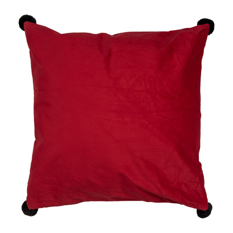 Clayre & Eef Kussenhoes 45x45 cm Rood Wit Polyester Vierkant smile