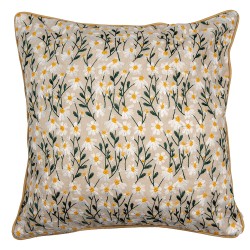 Clayre & Eef Housse de coussin 45x45 cm Beige Polyester Carré Fleurs