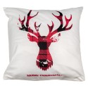 Clayre & Eef Housse de coussin 45x45 cm Blanc Rouge Polyester Carré Rennes