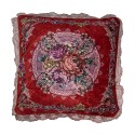 Clayre & Eef Kussenhoes 55x55 cm Rood Synthetisch Vierkant Bloemen