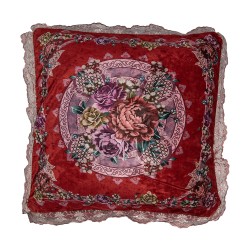 Clayre & Eef Kissenbezug 55x55 cm Rot Synthetisch Quadrat Blumen