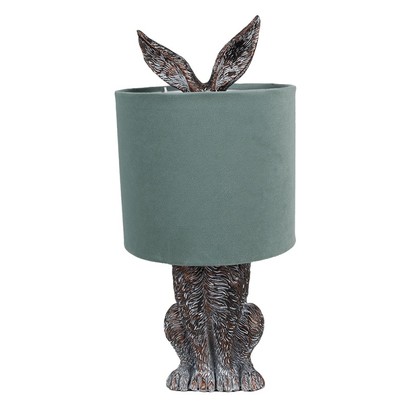 Clayre & Eef Lampe de table Lapin Ø 20x43 cm Marron Vert Plastique