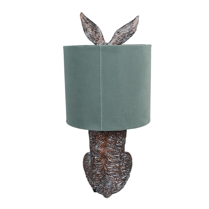 Clayre & Eef Lampada da tavolo Coniglio Ø 20x43 cm Marrone Verde  Plastica