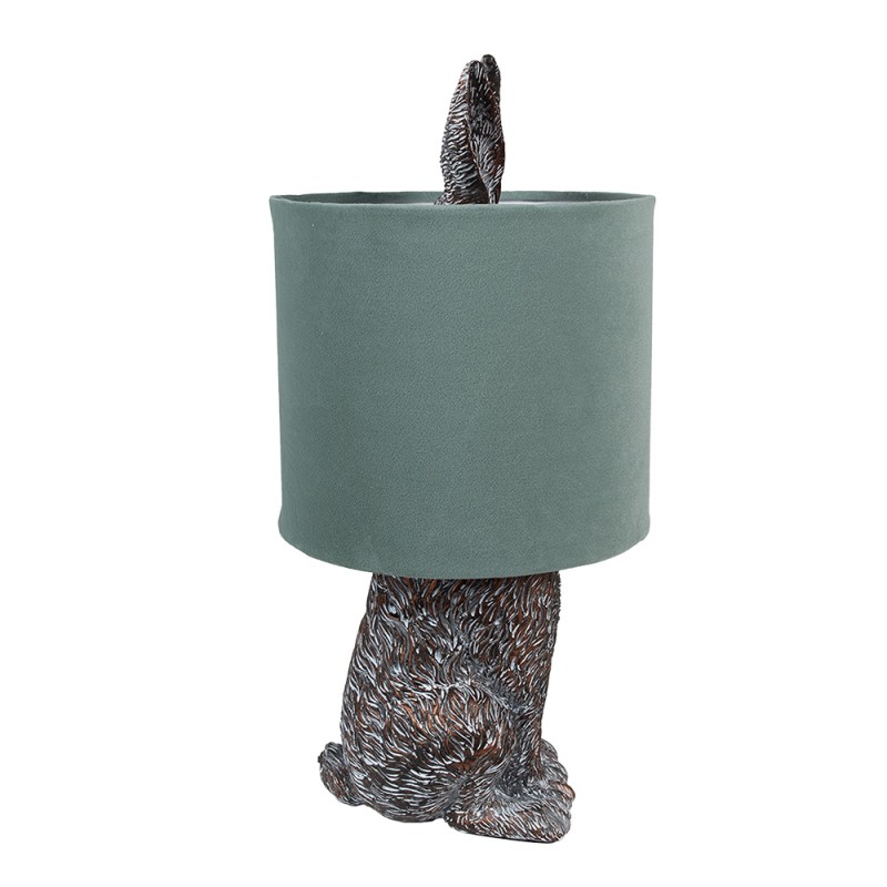 Clayre & Eef Lampe de table Lapin Ø 20x43 cm Marron Vert Plastique